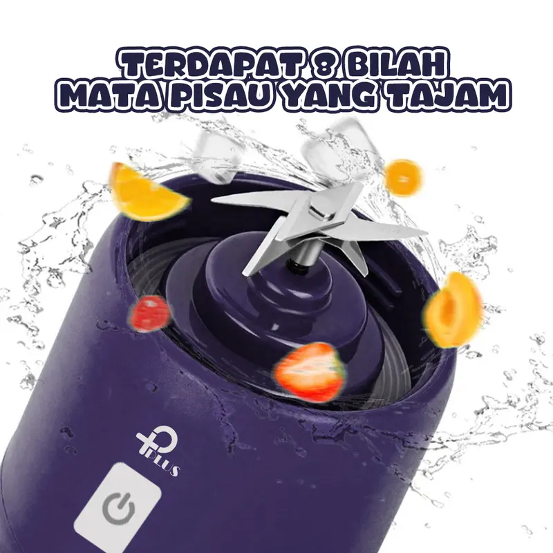 Kaca Blender Mpasi 8 Pisau Juice Portable 1 Botol Mini USB Blander Biru 380ML Juicer 3