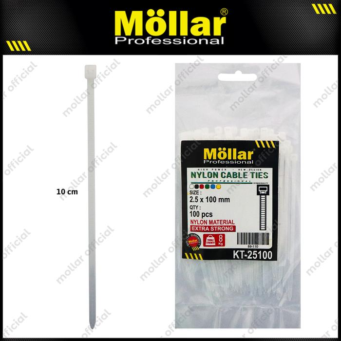 Gambar MOLLAR 89-112 Kabel Ties Putih 2.5 x 100 mm Nylon Cable Tie - 100 pcs dari Mollar Kota Cirebon Tokopedia