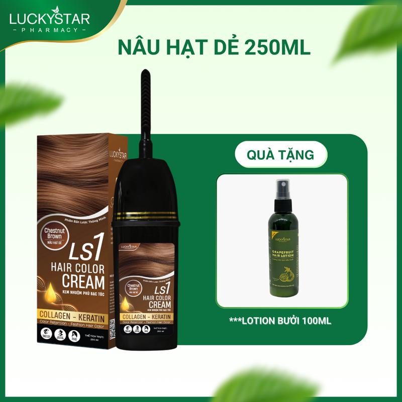 [MUA 1 TẶNG 1] Kem Nhuộm Nâu Hạt Dẻ Lucky Star - Tặng Lotion Tinh Dầu Bưởi New 100ml Đổi Màu Tóc Nhuộm Tóc Dưỡng Tóc Nữ Women