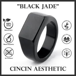 CGG Cincin Batu Giok Hitam Black Jade Elegan Aesthetic