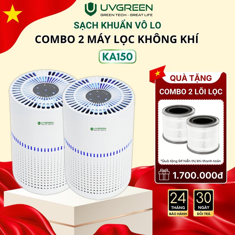 [TẶNG 2 LỌC] Combo 2 Máy Lọc Không Khí Diệt Khuẩn UVGREEN KA150 20m2 - UVC LED Hiện Đại, Làm Sạch Không Khí Phòng Ngủ Gia Đình, Bộ Lọc HEPA H13 Chống Vi Khuẩn