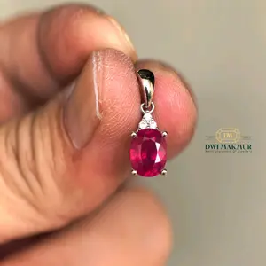 Certified Red blood pigeon RUBY Ladies Pendant silver gold plated