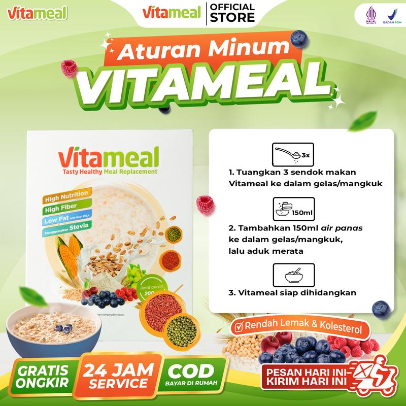[Sereal Viral] Vitameal, New Variant Less Sugar | Original Resmi | Bantu Masalah Gula Darah | Sumber Nutrisi Makanan Sehat | Cereal Food Granola Oatmeal | Sereal Susu Dairy Milk 3