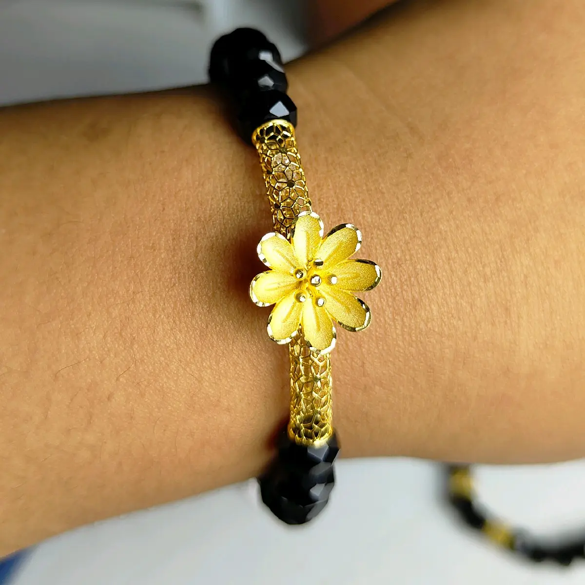 Gelang manik bambu bunga besar 8k