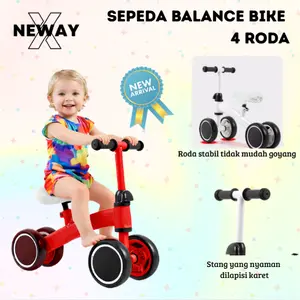NewayX Sepeda Anak Ride On Roda 4 Balance Bike Mainan Keseimbangan Dorong Toys