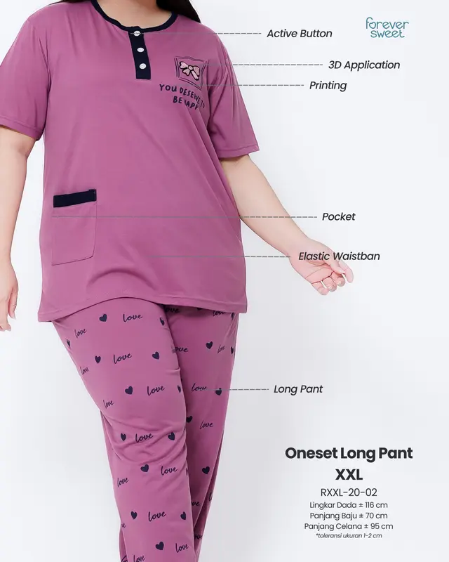Piyama Baju Tidur Babydoll Wanita Dewasa Jumbo XXL Ld120 Forever Sweet Concept Baju Busui Kancing 3