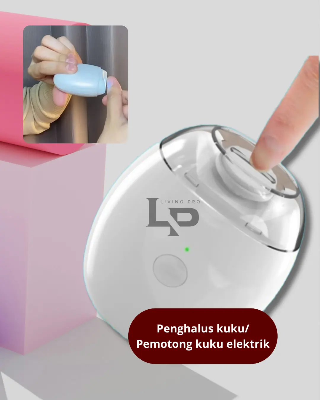 Xinling Pemotong Kuku Elektrik Praktis & Portabel dengan USB Isi Ulang Cocok untuk Dewasa Pria Bayi dan Lansia Gunting Kuku Listrik dengan Stiker Kuku Nyaman
