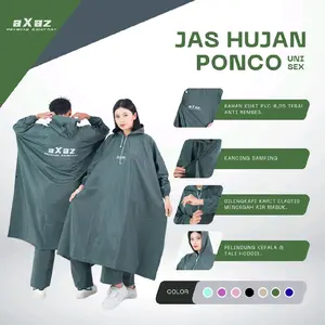 aXaz Jas Hujan Ponco Celana Jumbo Dewasa Mantel Kelelawar Bahan PVC Tebal Elastis