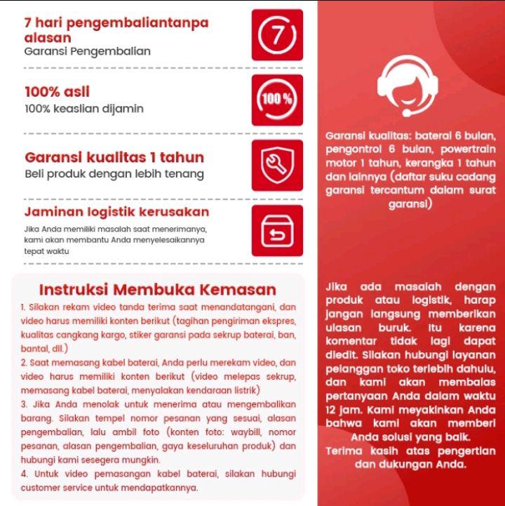 Geekman Sepeda Listrik Dewasa 48v 12ah 150kg Garansi Resmi-Merah 1