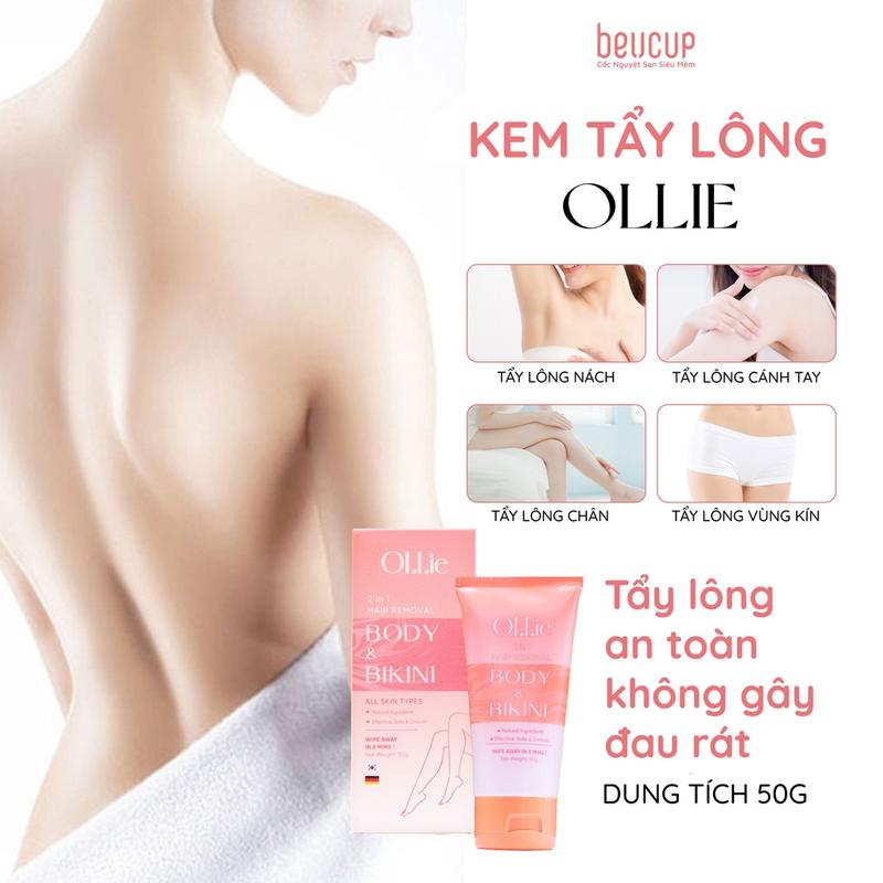1 Kem tẩy lông OLLIE , tẩy lông vùng kín, nách, tay, chân, triệt lông an toàn không đau rát dung