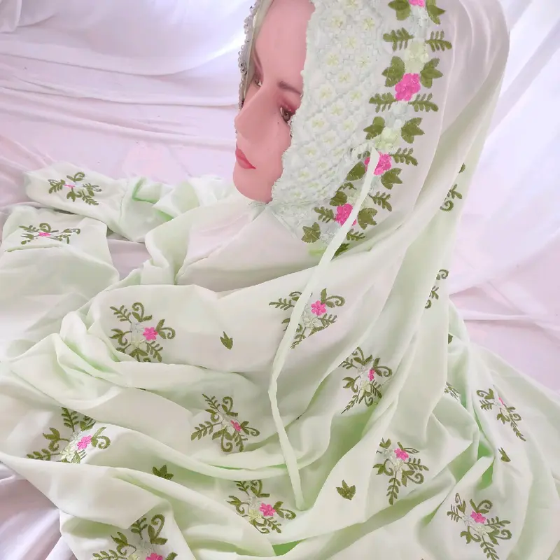MUKENA DEWASA TERUSAN BERWARNA MOTIF BORDIR TABUR BUNGA, MUKENAH DEWASA LAJURAN LANGSUNGAN PANJANG DEWASA VARIASI WARNA PUTIH, PINK, MOCA, COKSU, COKLAT, BIRU, HIJAU, KREM, ABU-ABU, NAVY, LILAC BAHAN POLINO MICRO NYAMAN RUKOH POCONG KEKINIAN ALA KOREA 3