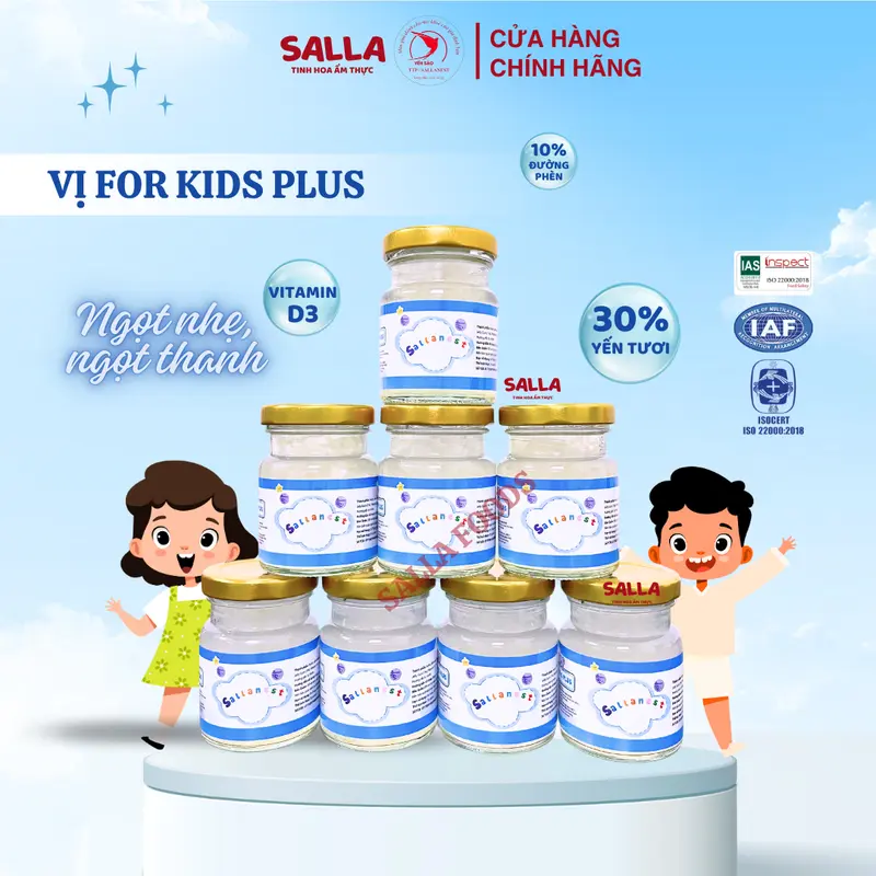 16 Hũ Yến sào SALLANEST 30% Yến tươi vị FOR KIDS PLUS - 2 Khay x 8 Hũ x 70ml - [MUA 1 TẶNG 1] 2