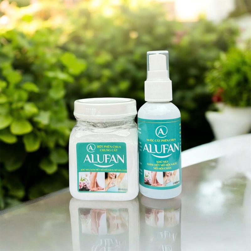 Combo 2 lọ phèn chua ALUFAN khử mùi hôi nách, hôi chân ( 01 hũ dạng bột + 01 lọ xịt 60ml)