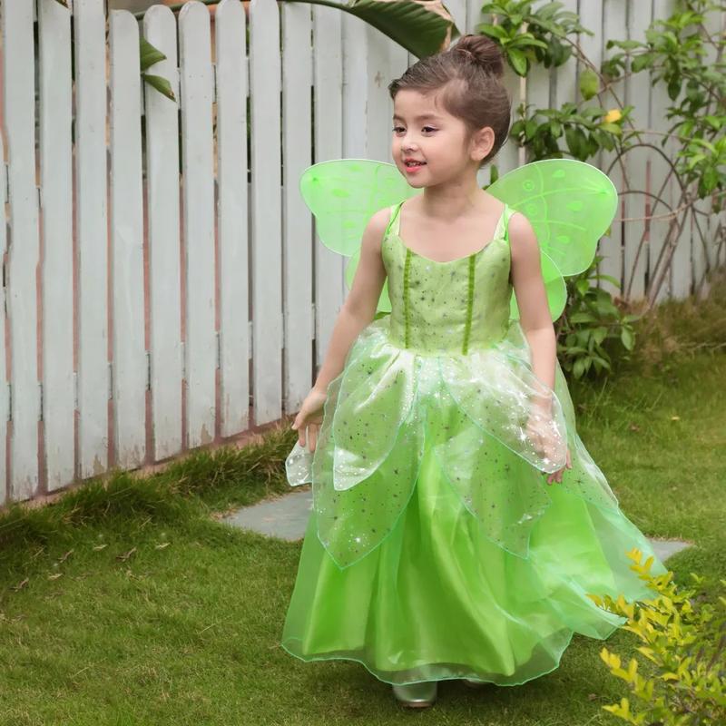 Product Introduction of tinkerbell costume Green Elf Princess Grils dress  Wings Diana Tinker Bell Princess Dress Accessories Butterfly Wing elf  costume elf  costume Halloween 27
