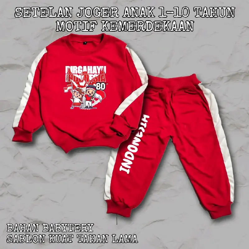UNACORN SETELAN JOGGER ANAK 1-10 TAHUN MOTIF KEMERDEKAAN 0