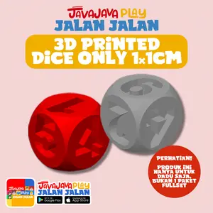 Javajava Play Jalan Jalan Board Game Monopoli Lokal 3D Printed Dice Only 1x1cm Edukatif Interaktif Bertema Wisata Indonesia
