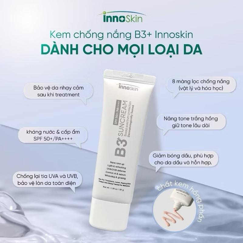 [Mẫu mới] Kem Chống Nắng B3 Innoskin Skincare SPF 50+ Nâng Tone đẹp , Kiềm Dầu, Kháng Nước size 50ML 7