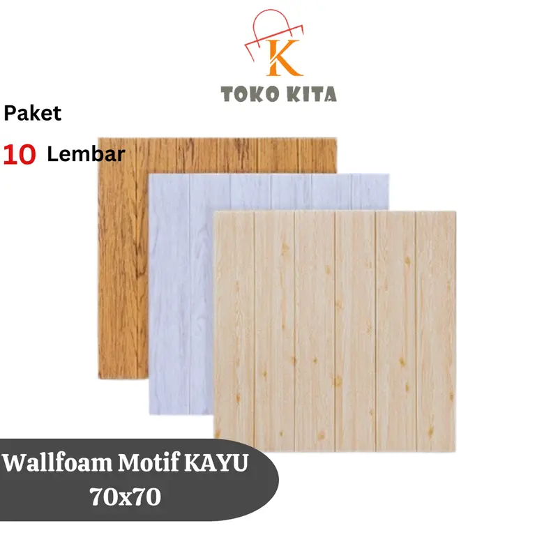 PAKET 10 LEMBAR Wallfoam Dinding 3D Motif Kayu/ Wallfoam Wood Dekorasi Kamar murah 70x70cm Tebal 3MM 0