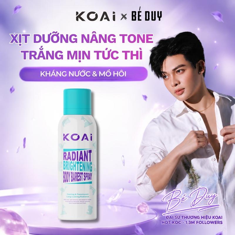 Xịt dưỡng thể trắng sáng da Koai 200ml – Niacinamide giúp dưỡng trắng, nâng tông tự nhiên; chống nước và mồ hôi hiệu quả