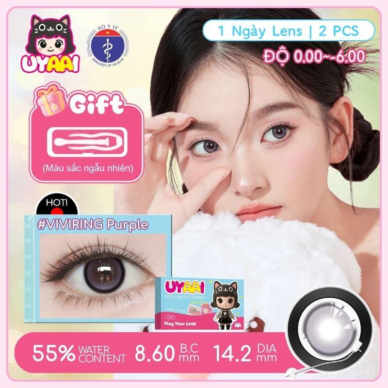  【1 Day Use Any 2 get 10% off VIVIRING Series Kính áp tròng UYAAI 14.2mm  0-6 độ  Chỉ có thể được sử dụng trong 1 ngày Mềm mại và thoải mái Thích hợp cho mắt Bề Mặt Đẹp và độc đáo 