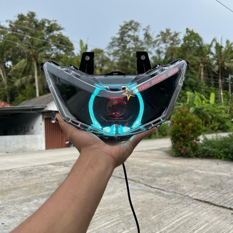 Reflektor lampu depan BEAT DELUXE BILED GEN 1 2020-2023 MATRIX X1 ukuran 4,5 inc Motorcycle Foto 7