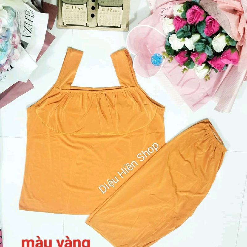 Lửng trung niên/Lửng mặc nhà thun lạnh bảng 5 phân nhún bèo trước ngực. Chất vải thun lạnh mềm ,mát.Size từ 45_80 ký Women Áo Nữ Voi Nhung Top Xanh Sen