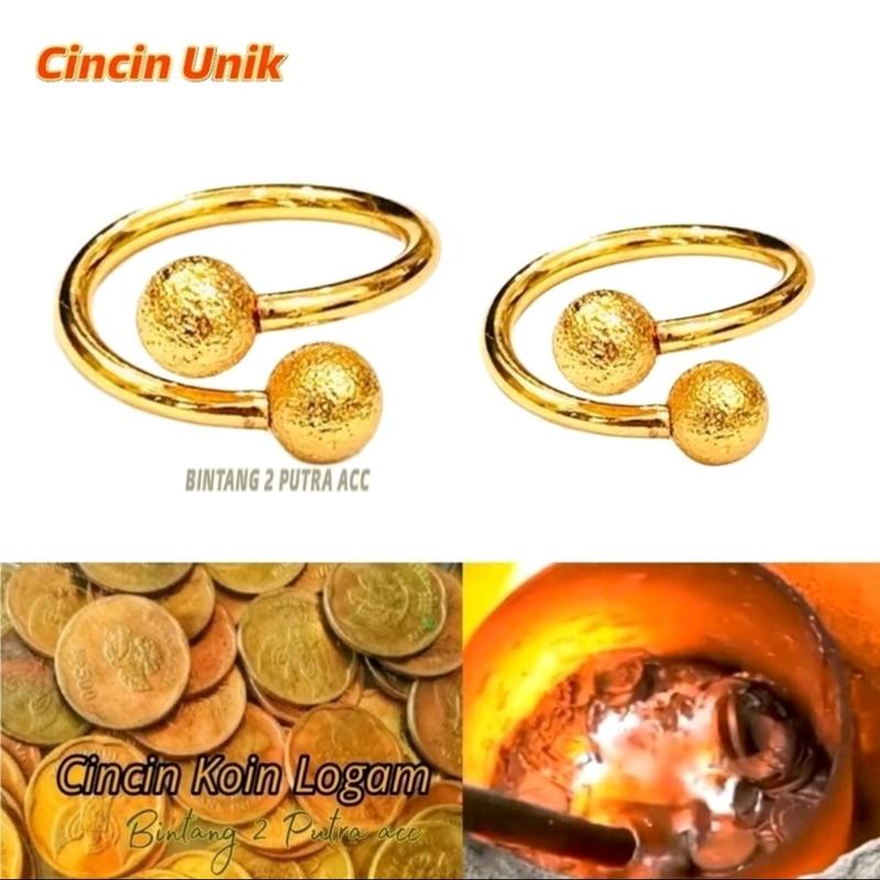 CINCIN WANITA TERBARU MOTIF BOLA TERBUAT DARI KOIN LOGAM ANTI KARAT TIDAK LUNTUR Rings Aksesoris Hadiah 1