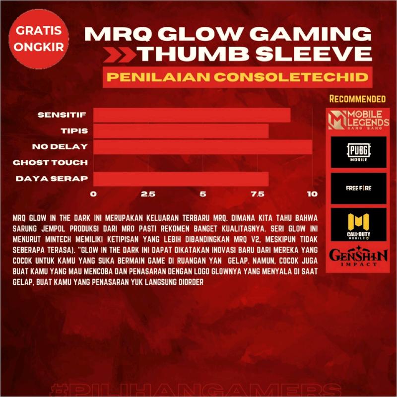 GRATIS BOX MINI - Sarung jempol Game ff Evos Gaming Anti Keringat Basah Super Sensitif Premium 3