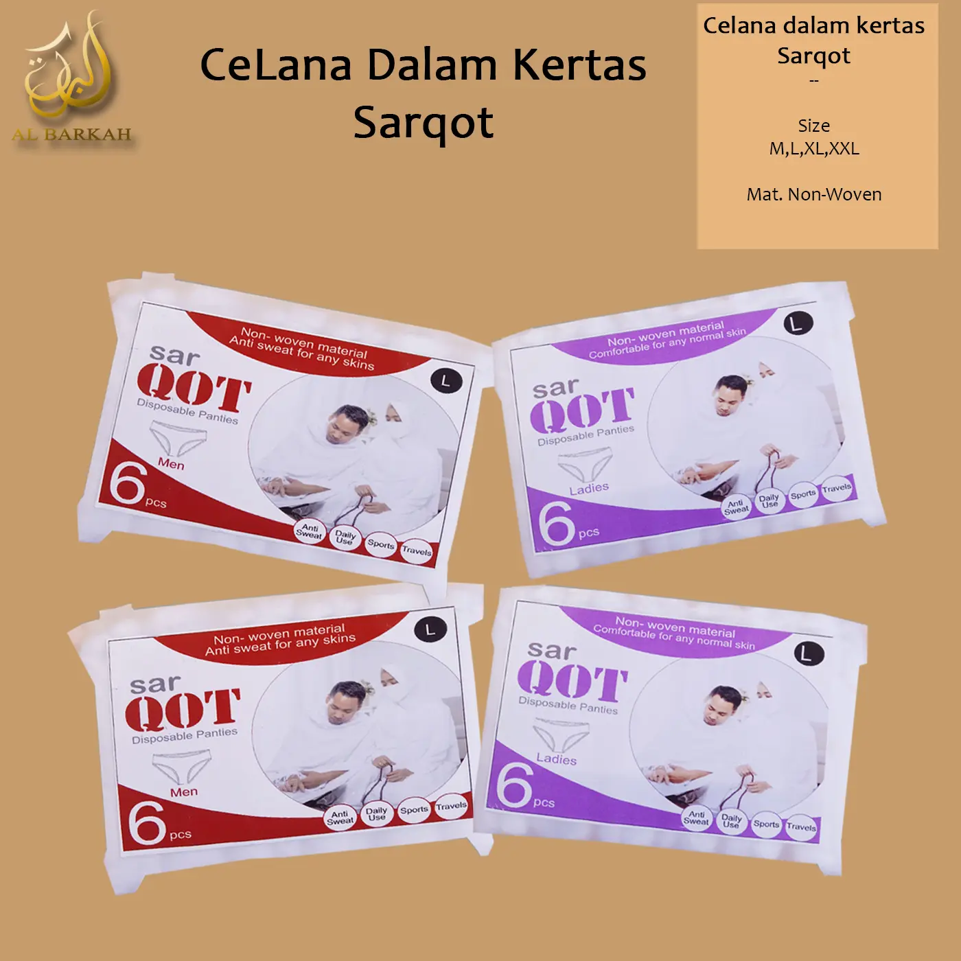 Celana Dalam Sekali Pakai SarqotTerlaris untuk Pria dan Wanita - Katun, Pendek Boxer