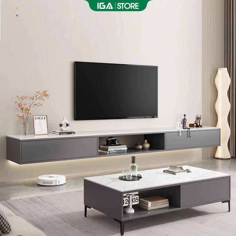 Kệ tivi treo tường cao cấp gỗ MDF phủ malamin vân đá sang trọng - GP303