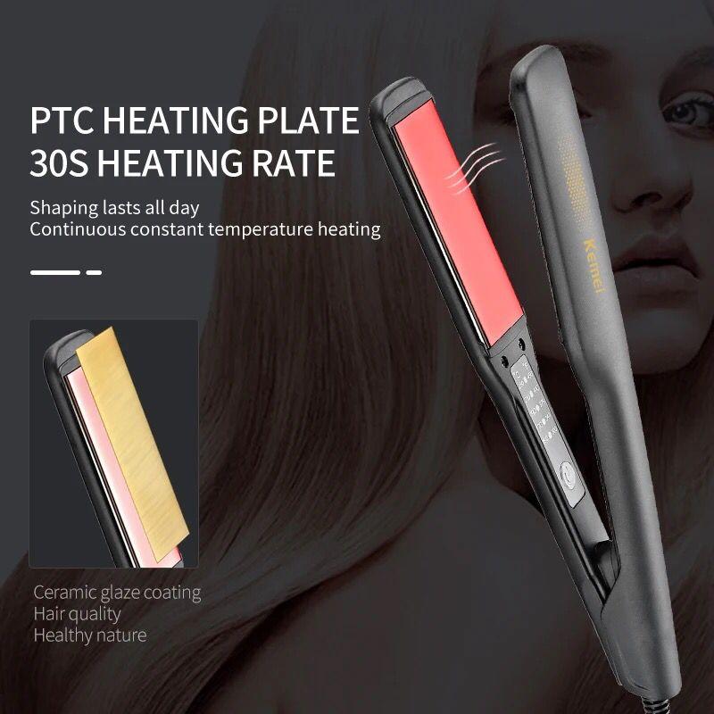 Kemei KM-2518 Flat Iron Professional Performance Hair Styler Ceramic Hair Straightener Temperature Control 3