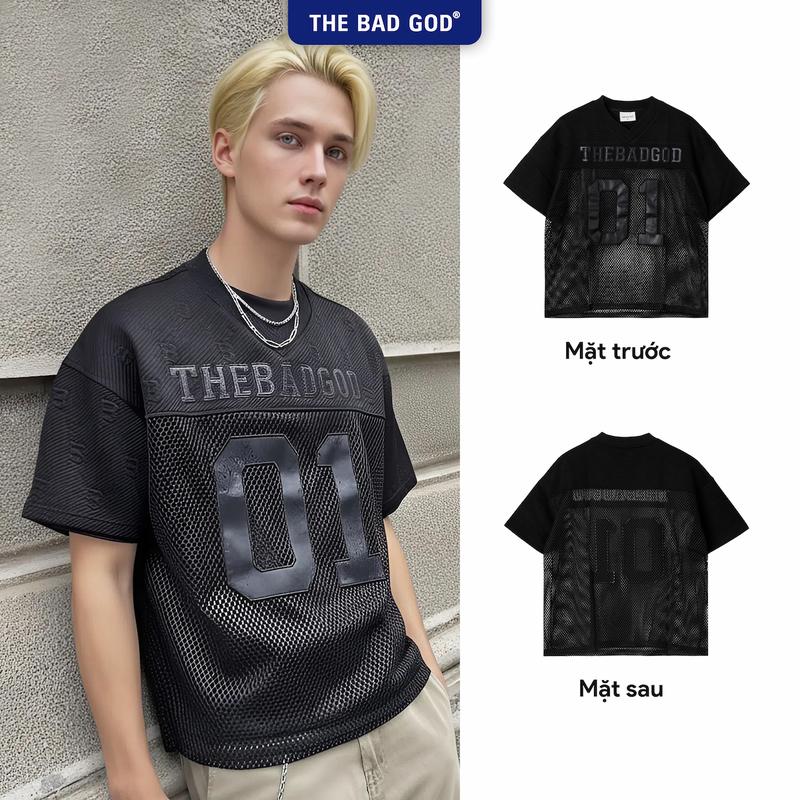  Áo Thun Cổ Tim Nam Nữ The Bad God Brian Jersey Chất Liệu Lưới Mesh 3D Phối Vải Xốp In Nổi Thêu Da Họa Tiết - Menswear 
