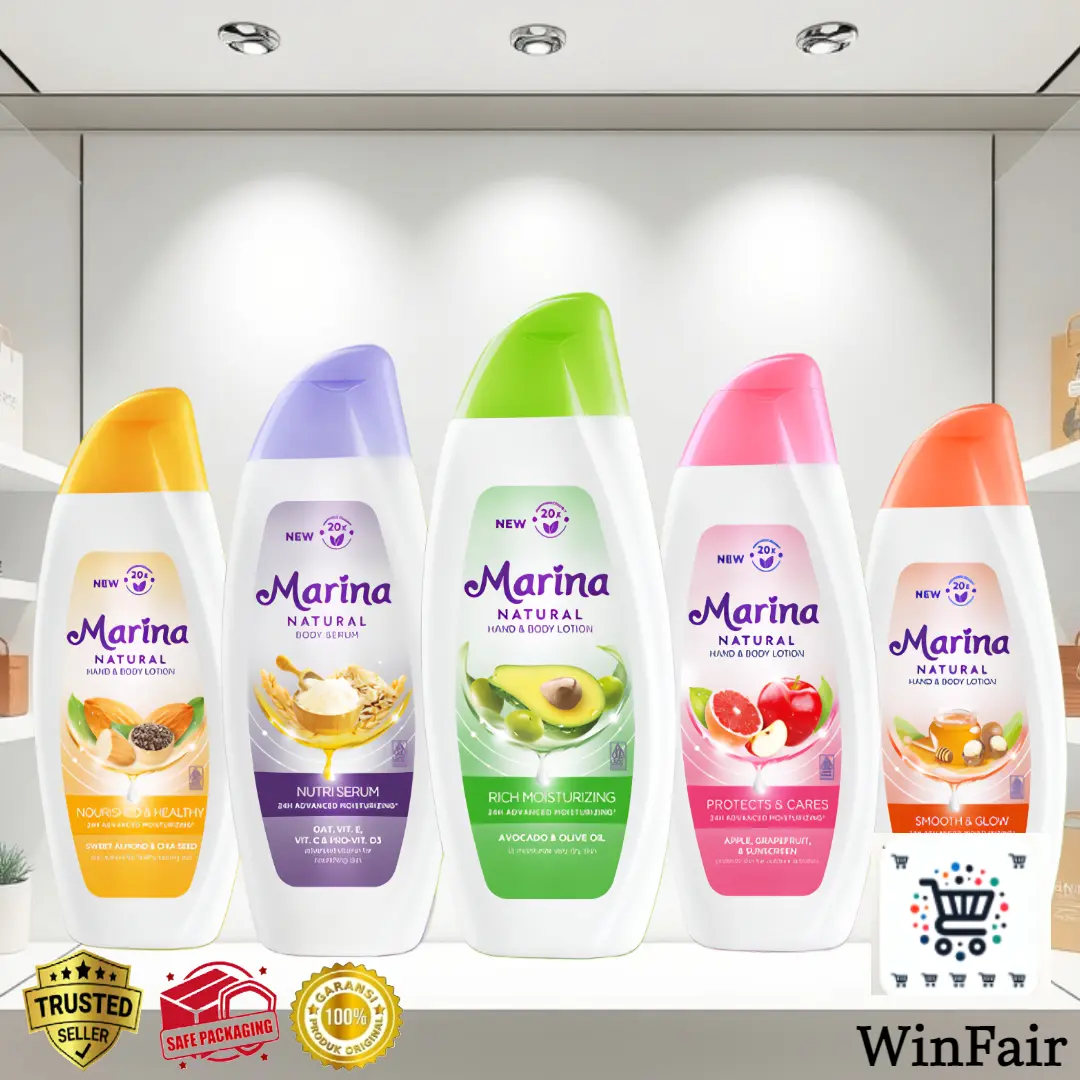 Marina Natural Hand and Body Lotion 475ml Perawatan Handbody Kulit Badan Tangan Mencerahkan Extract Avocado Almond Vitamin
