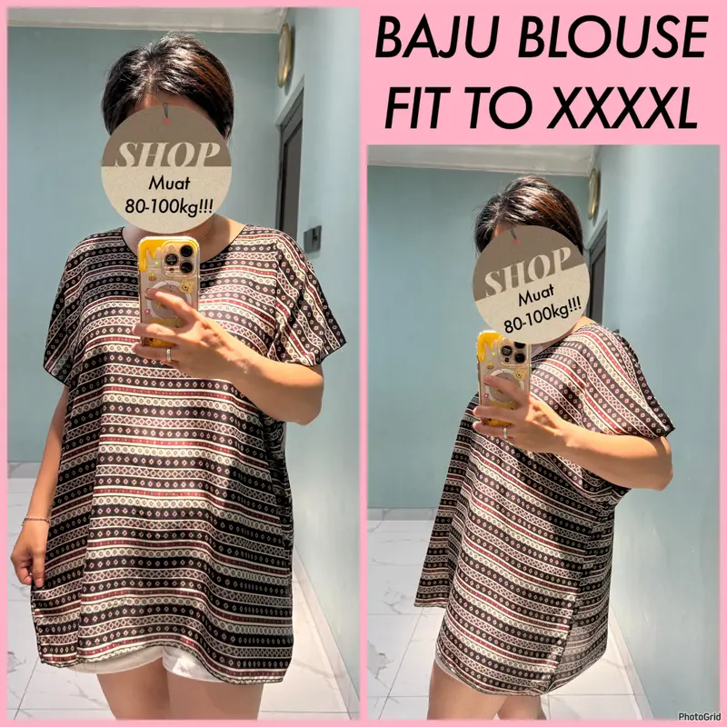 Blouse Jumbo LD 140 Baju Bali Fit to 4XL Muat 80-100KG SJ/Inew Real Pict  Rayon Nyaman Santai Wanita Atasan Top Basic 4