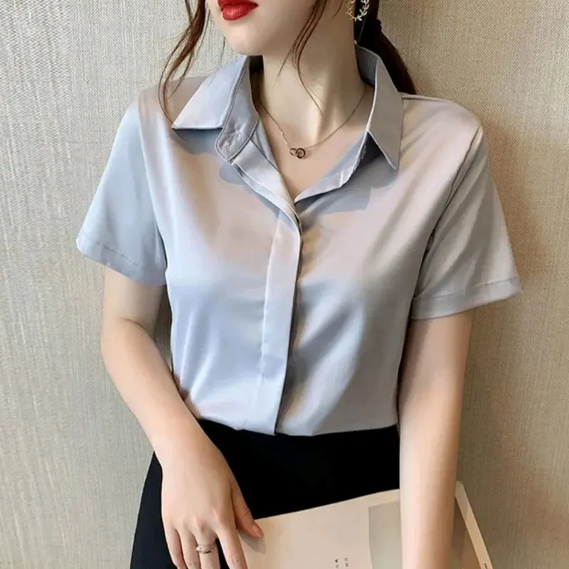 Kemeja atasan crop top wanita lengan pendek 5