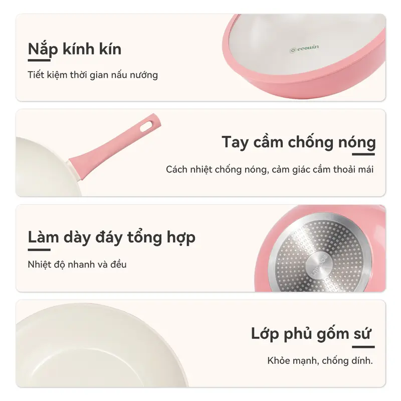 Chảo Nấu Ăn  Ecowin  Dòng Rừng  Lớp Phủ Đá Quạt Chính  Chống Dính  Có Nắp  Không Chứa PFOA Và PTFE  Thích Hợp Cho Tất Cả Bếp  Bao Gồm Bếp Ga Và Bếp Cảm Ứng 4