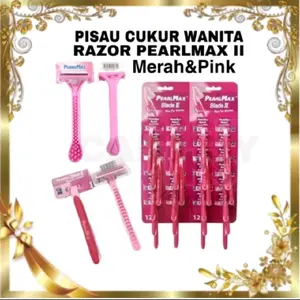 PearlMax Pisau Cukur Wanita Razor PearlMax II Merah&Pink Anti Slip untuk Ketiak Kumis Jenggot Pria