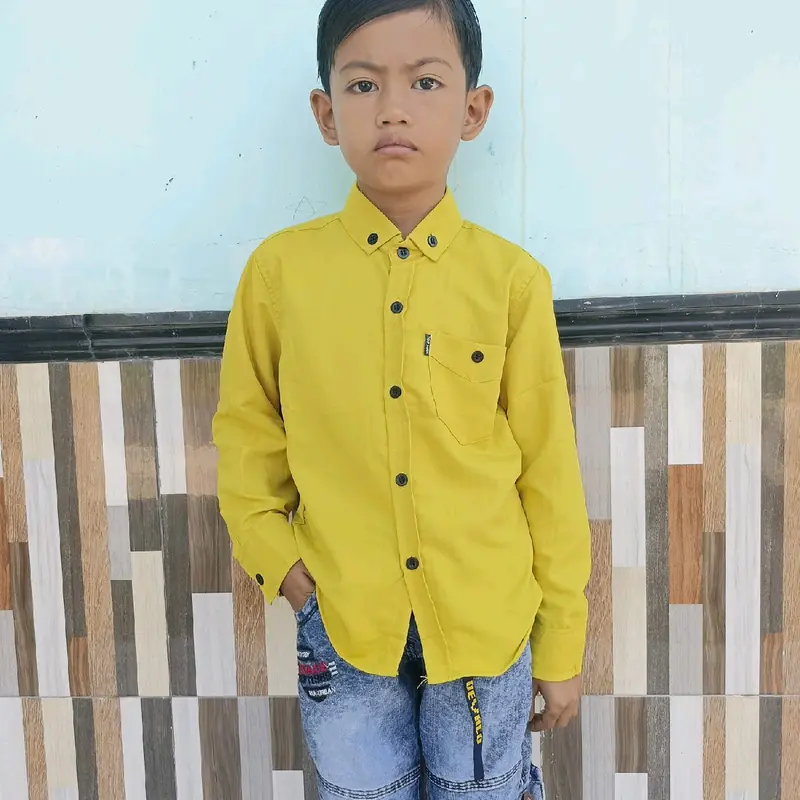 Pakaian anak Baju anak Atasan Kemeja anak lengan panjang Hem anak Kemeja polos Fashion 2