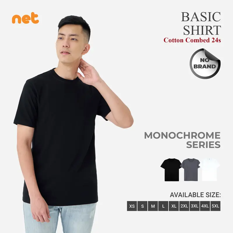 KAOS POLOS COTTON COMBED 24S LENGAN PENDEK ONECK REGULER FIT PREMIUM BASIC SHORT SLEEVE UNISEX T-SHIRT MONOCHROME SERIES - PART 1 0