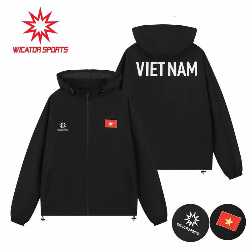 ( Độc Quyền VINHBANHBO deal 1k) Áo khoác gió thể thao in logo Việt Nam 2 lớp có mũ tháo rời phong cách thời trang