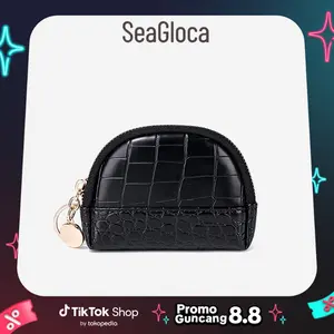 Seagloca Dompet Setengah Lingkaran  Kulit  Wanita Hitam No.1496