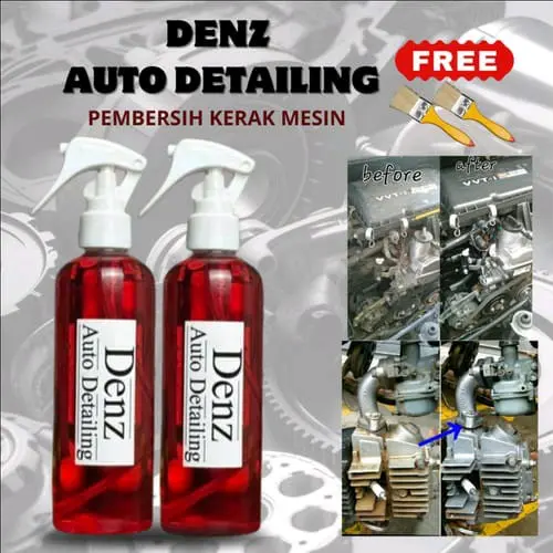 DENZ AUTO DETAILING CAIRAN PEMBERSIH KERAK PADA MESIN MOTOR/MOBIL 250ml FREE KUAS & SARUNG TANGAN 3