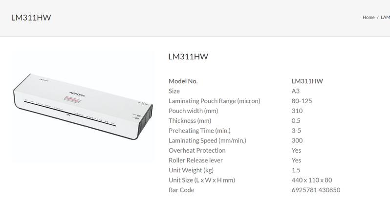 Product Introduction of (ALLSTARS PROMO) (FREE 100pieces A4 Laminates) AURORA LM311HW / LM3231H A3 Laminator / Laminating machine (Local Warranty 1year with Aurora Singapore directly) 0