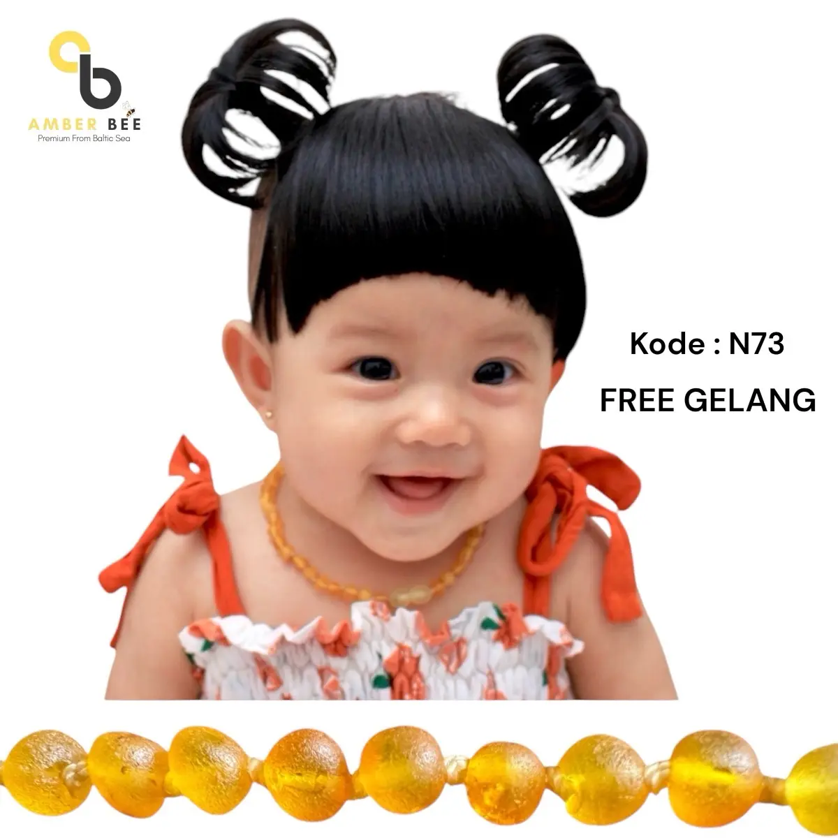 Kalung Amber Anak Premium Matte Lemon Fresh N37 By Amber Bee kalung  gala kalung  mute Kids
