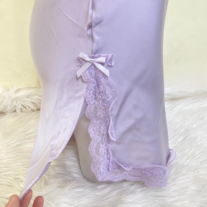 Product Introduction of Luckymm Sleepwear Dress Satin Kupu-kupu Baju Tidur Gaun Malam Wanita 458 5