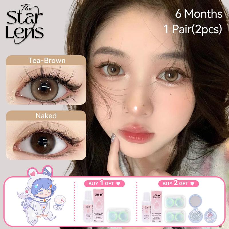 Kính áp tròng, Starlens lens mắt xịn chính hãng, 2 chiếc,Màu Đen/Màu Xám/Màu Nâu ,Đường kính 14.2/14,5mm , Dùng 6 tháng ,  Độ cận 0.00 ~ -8.00 ,Mắt to tự nhiên