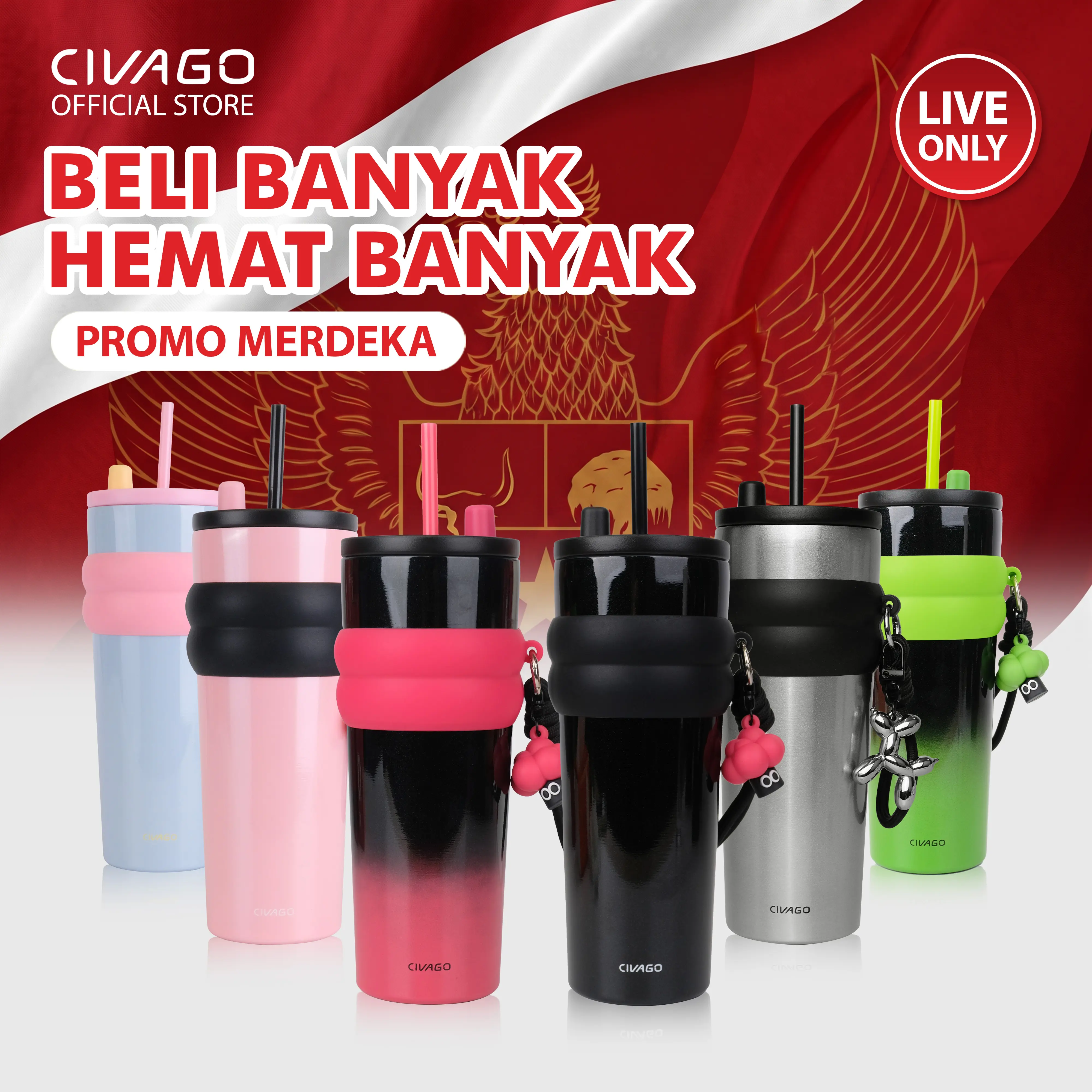 【Buy More Save More】CIVAGO（26oz/768ml）Tumbler Kopi Stainless Steel dengan Tutup & Lapisan Keramik – Termos Vakum untuk Minuman Panas dan Dingin