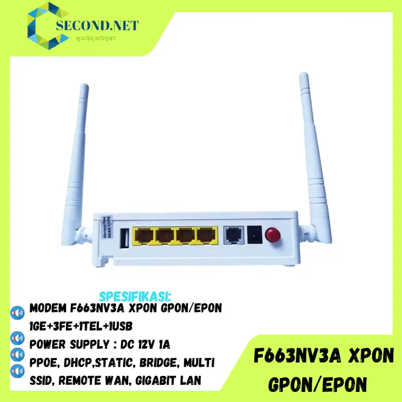 ONT F663NV3A ONU XPON EPON GPON 4FE 1G 1USB Modem Antena Sinyal 1