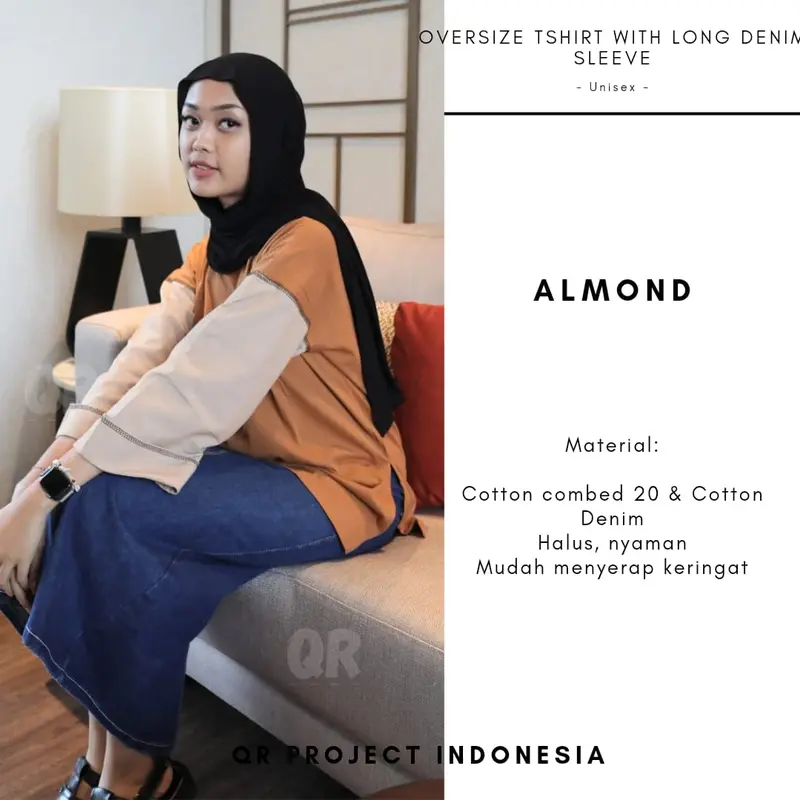 Kaos Oversize Wanita Lengan Panjang Cotton Combed 20s Mix Cotton Denim 4