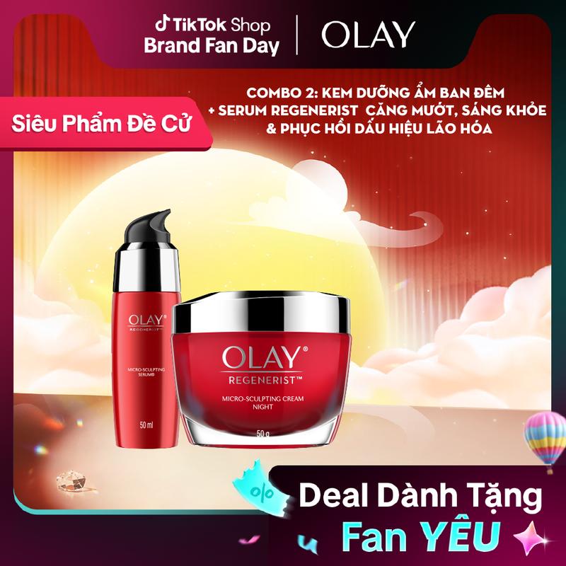 Combo 2: Kem Dưỡng Ẩm Ban Đêm + Serum OLAY REGENERIST Căng Mướt, Sáng Khỏe &…